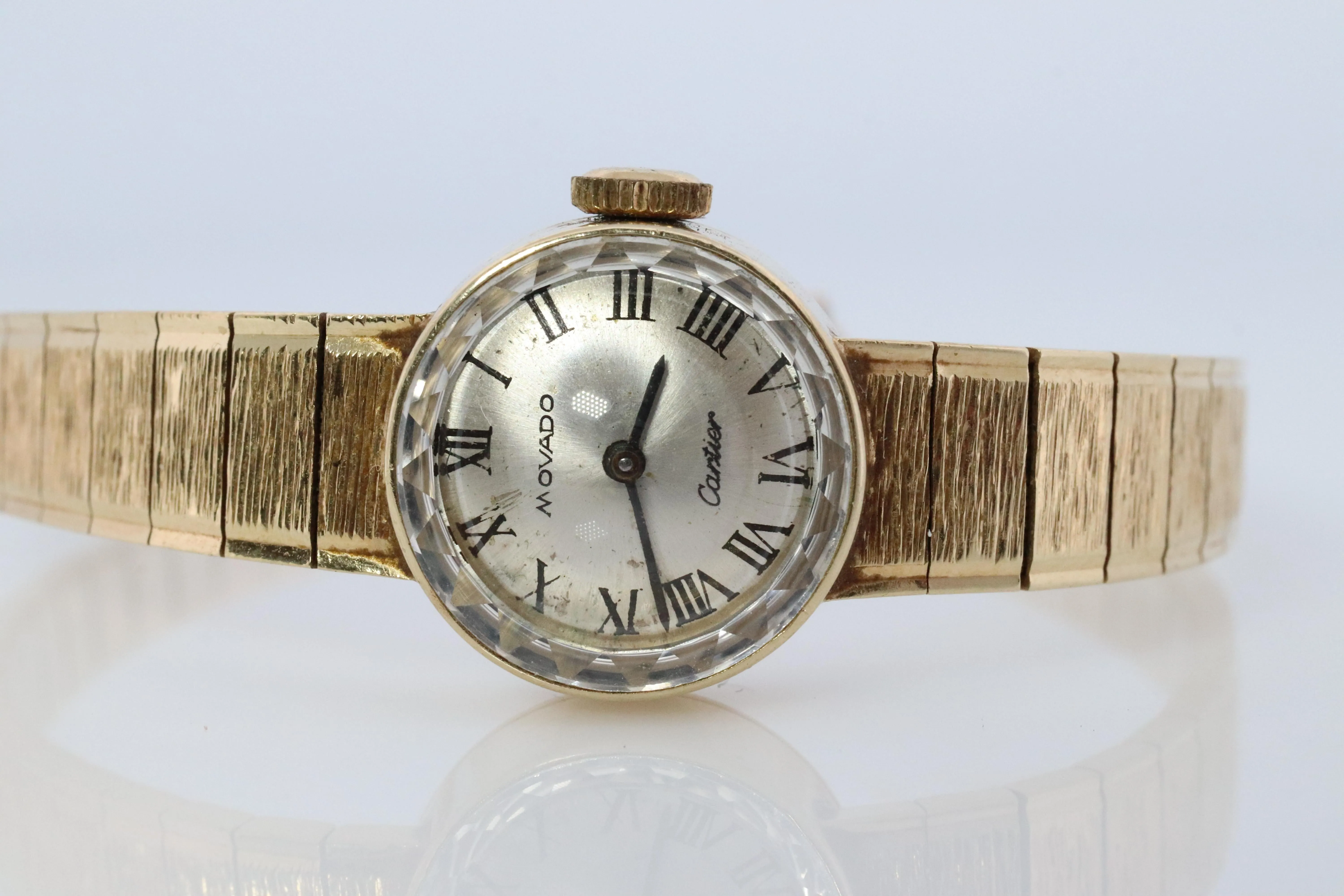 14k CARTIER x MOVADO mechanical watch. 14k YG Genuine Cartier Ladies Watch.