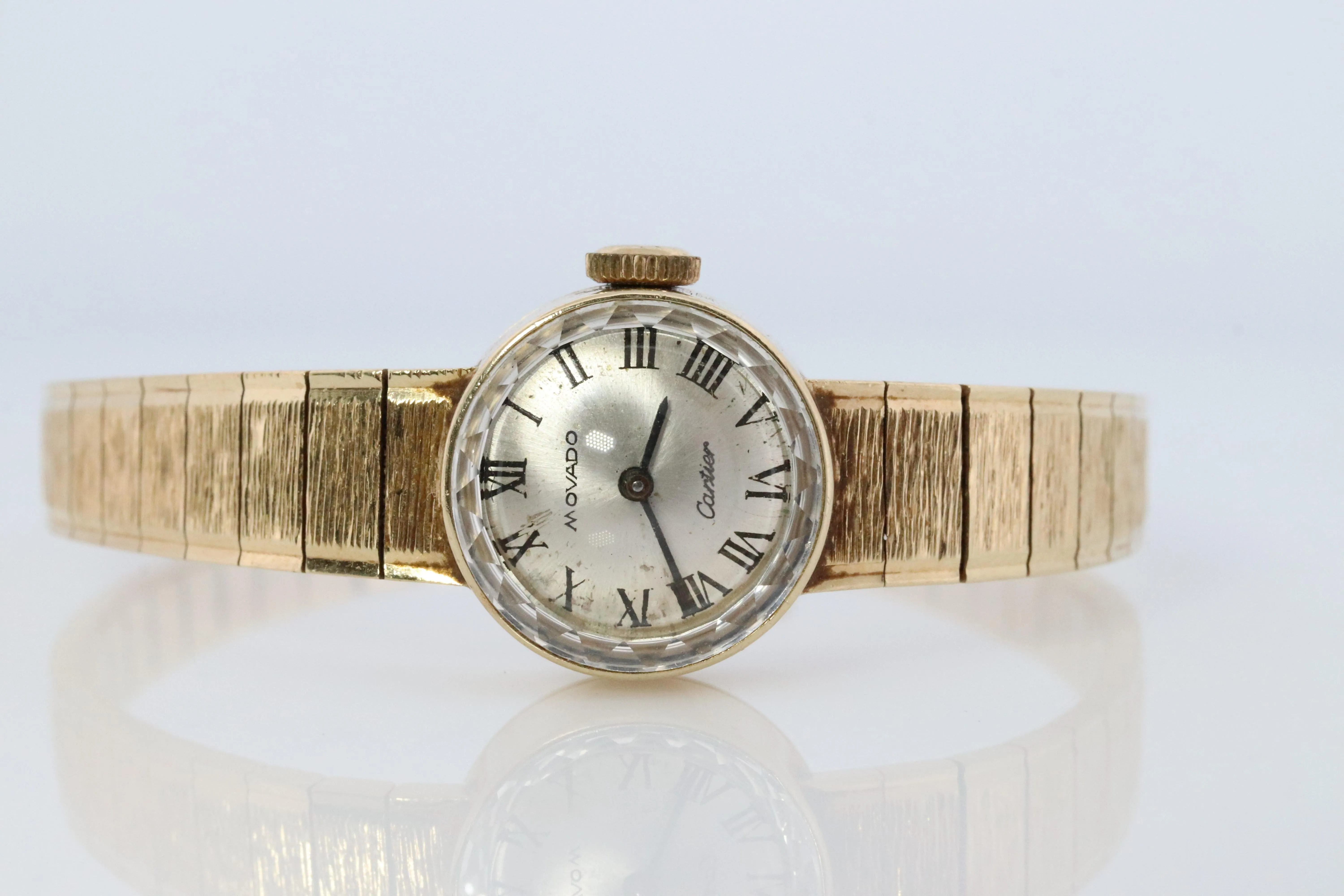 14k CARTIER x MOVADO mechanical watch. 14k YG Genuine Cartier Ladies Watch.
