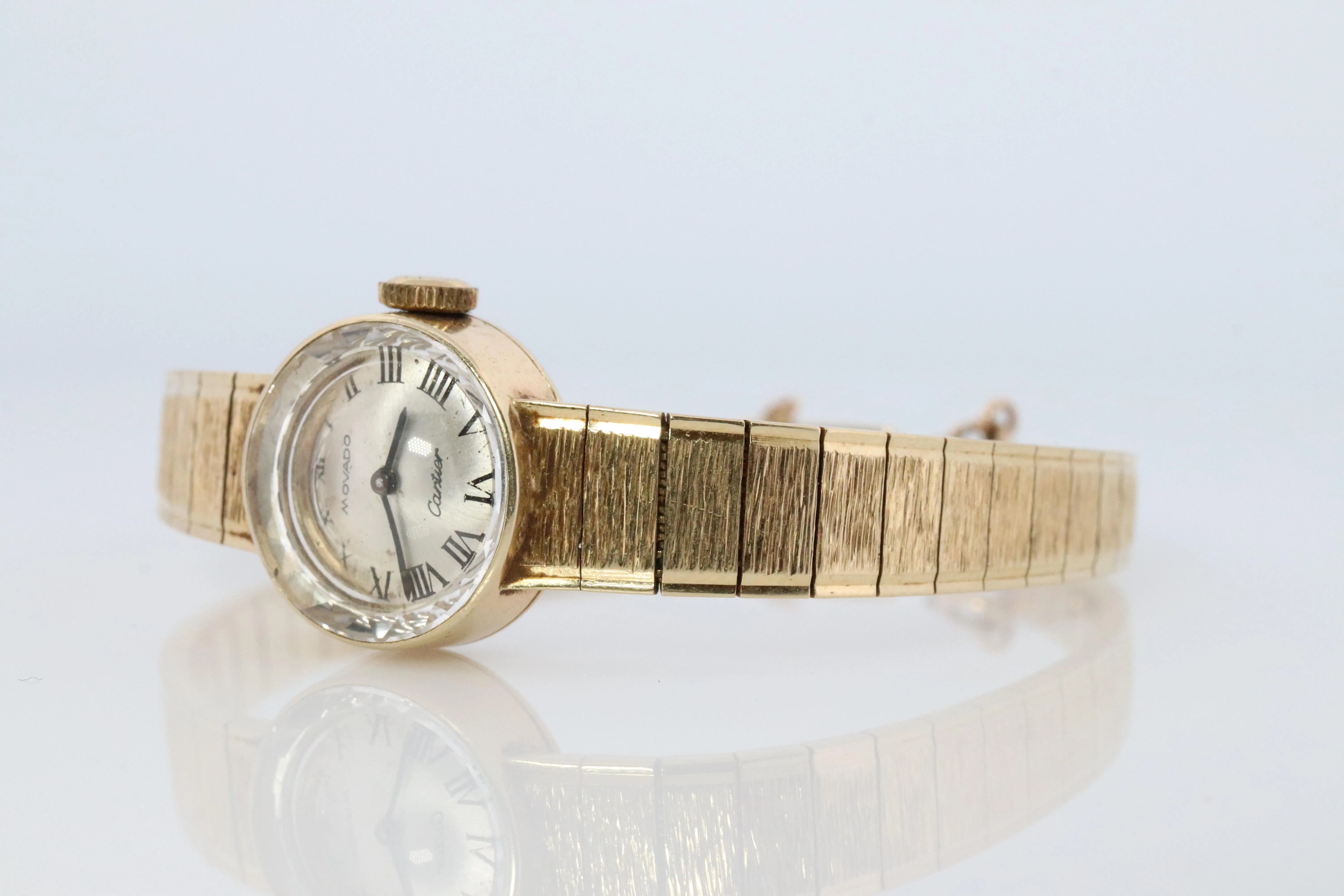 14k CARTIER x MOVADO mechanical watch. 14k YG Genuine Cartier Ladies Watch.