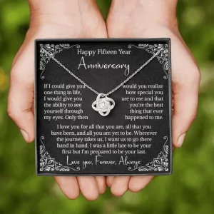 15th Wedding Anniversary Gift For Wife Crystal Anniversary Gift Fifteenth Anniversary Gift 15 Year Anniversary Love Knot Necklace