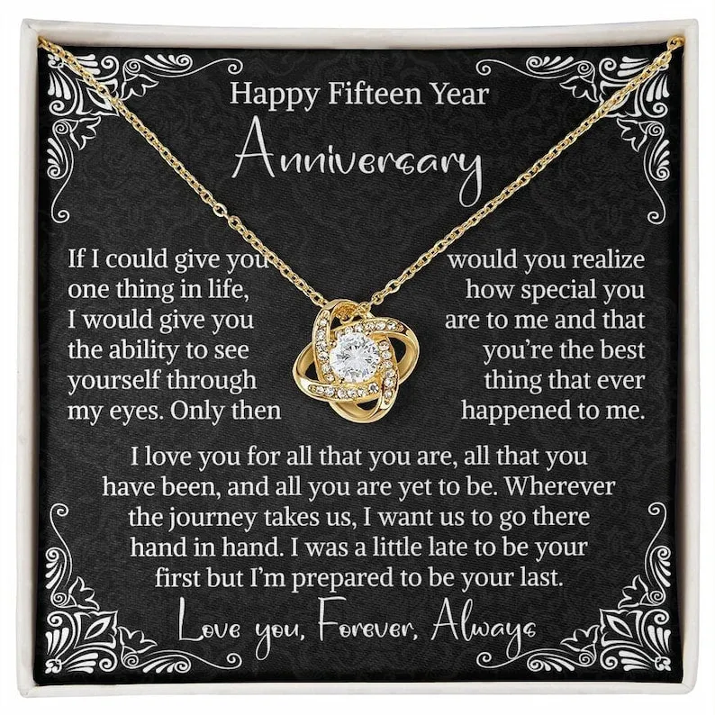15th Wedding Anniversary Gift For Wife Crystal Anniversary Gift Fifteenth Anniversary Gift 15 Year Anniversary Love Knot Necklace