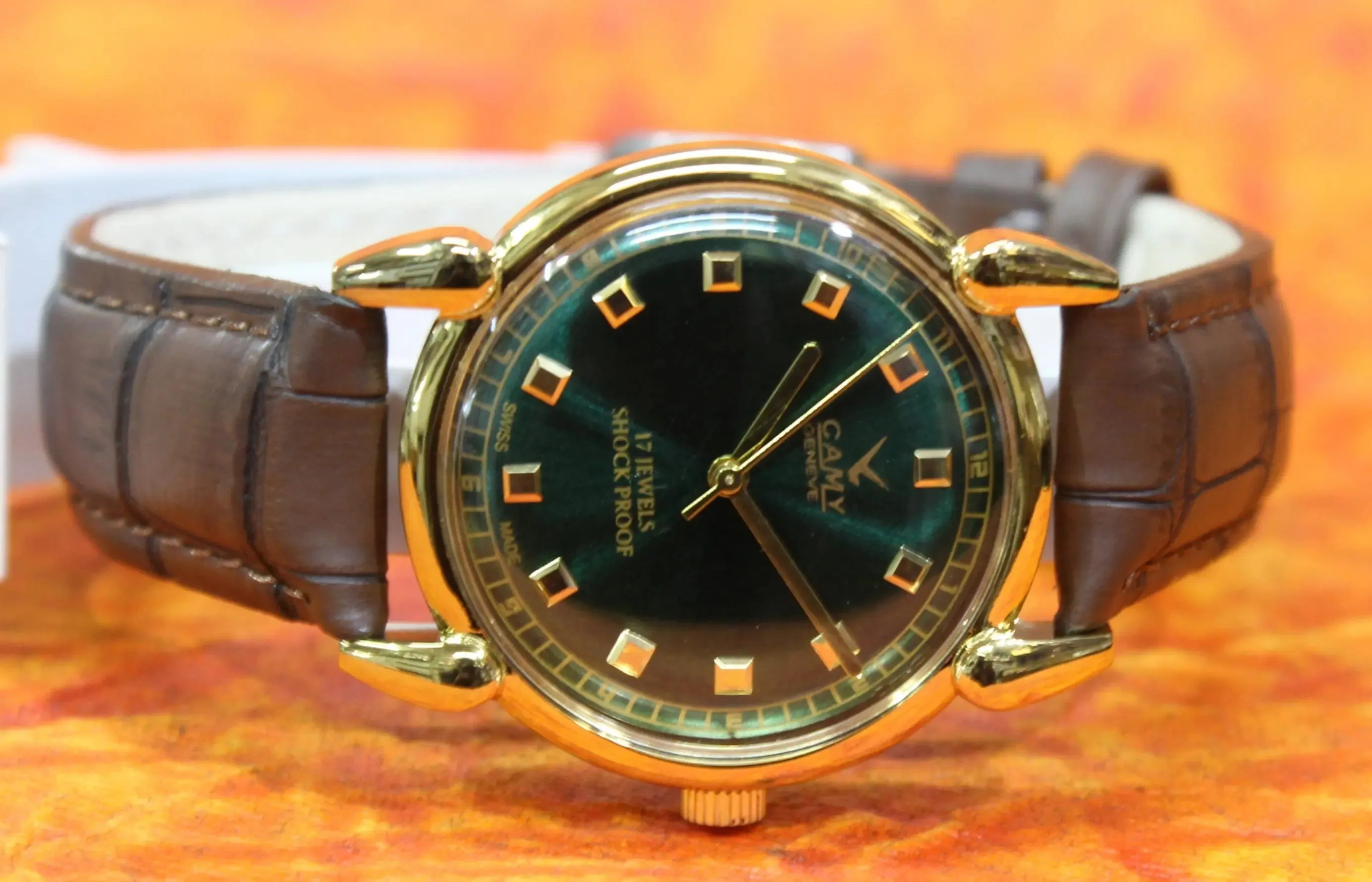 17 Jewels Mechanical Wristwatch Camy Geneva Vintage Hand Winding FHF ST96 Movement