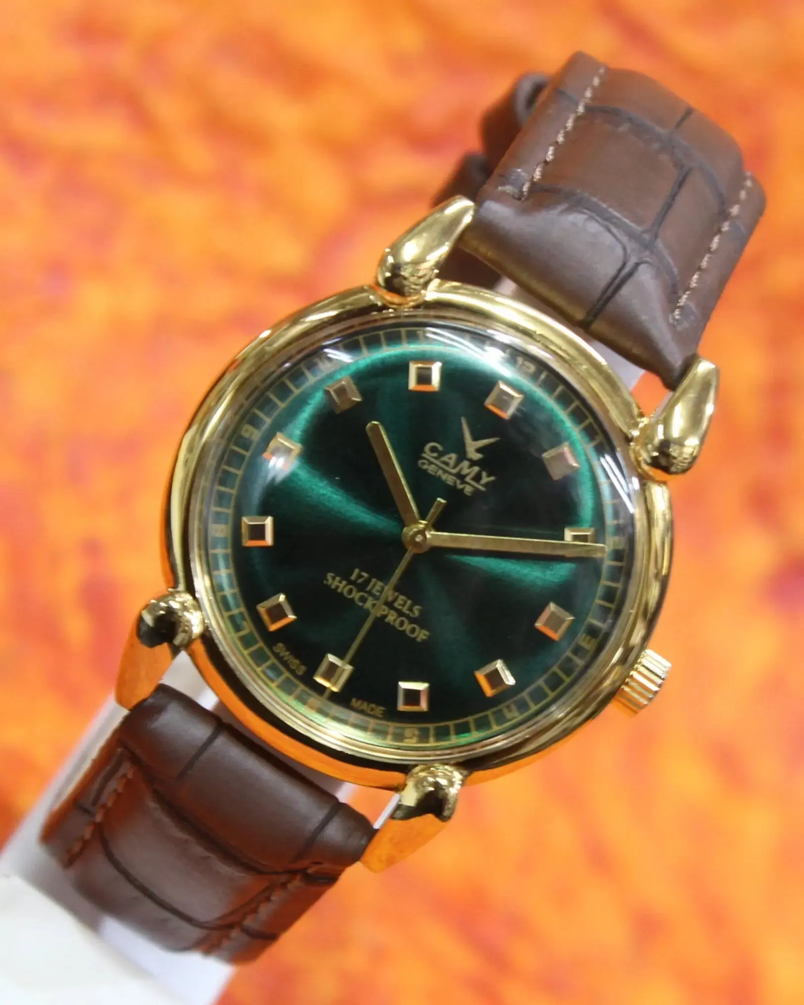 17 Jewels Mechanical Wristwatch Camy Geneva Vintage Hand Winding FHF ST96 Movement
