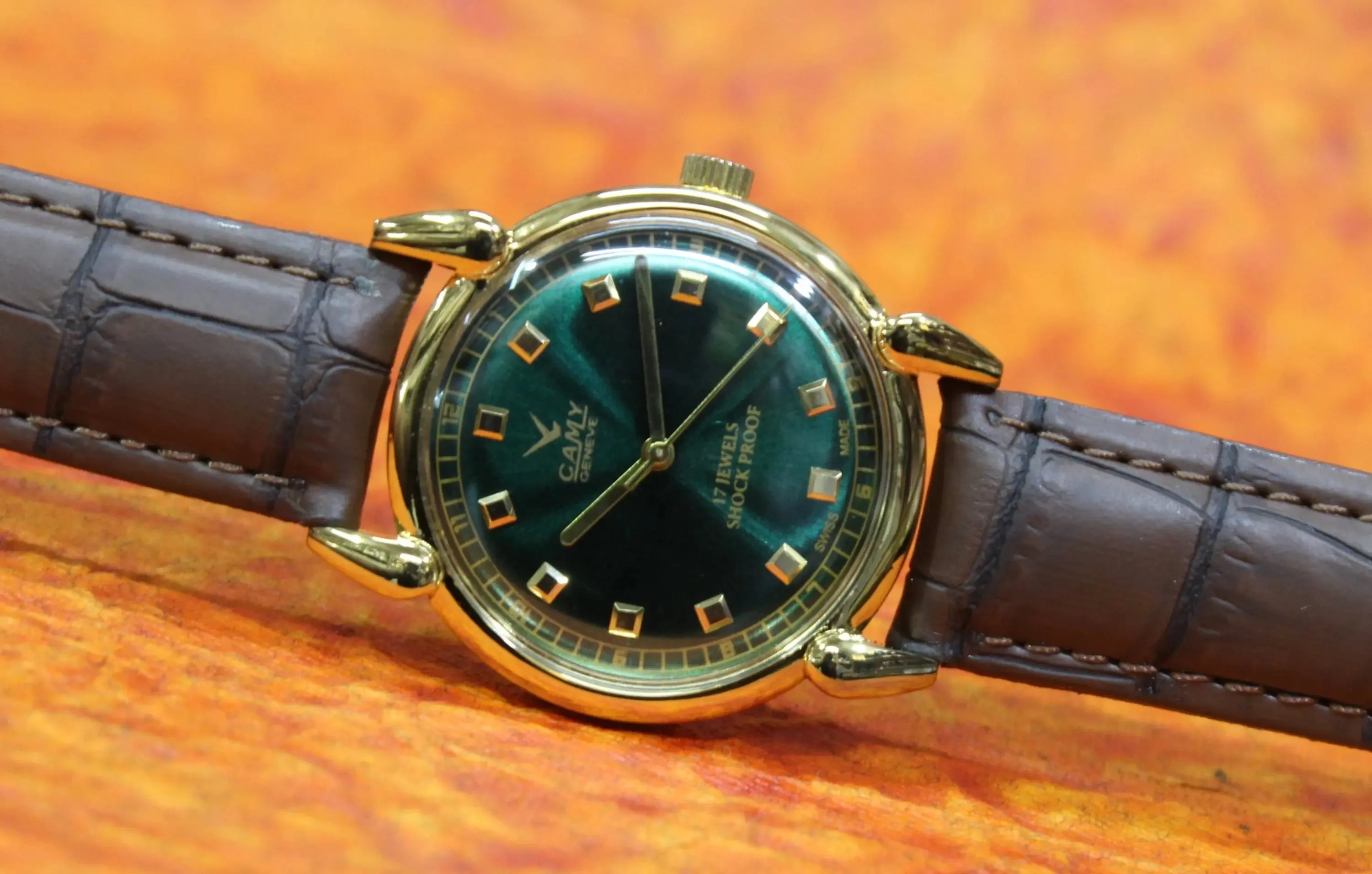 17 Jewels Mechanical Wristwatch Camy Geneva Vintage Hand Winding FHF ST96 Movement