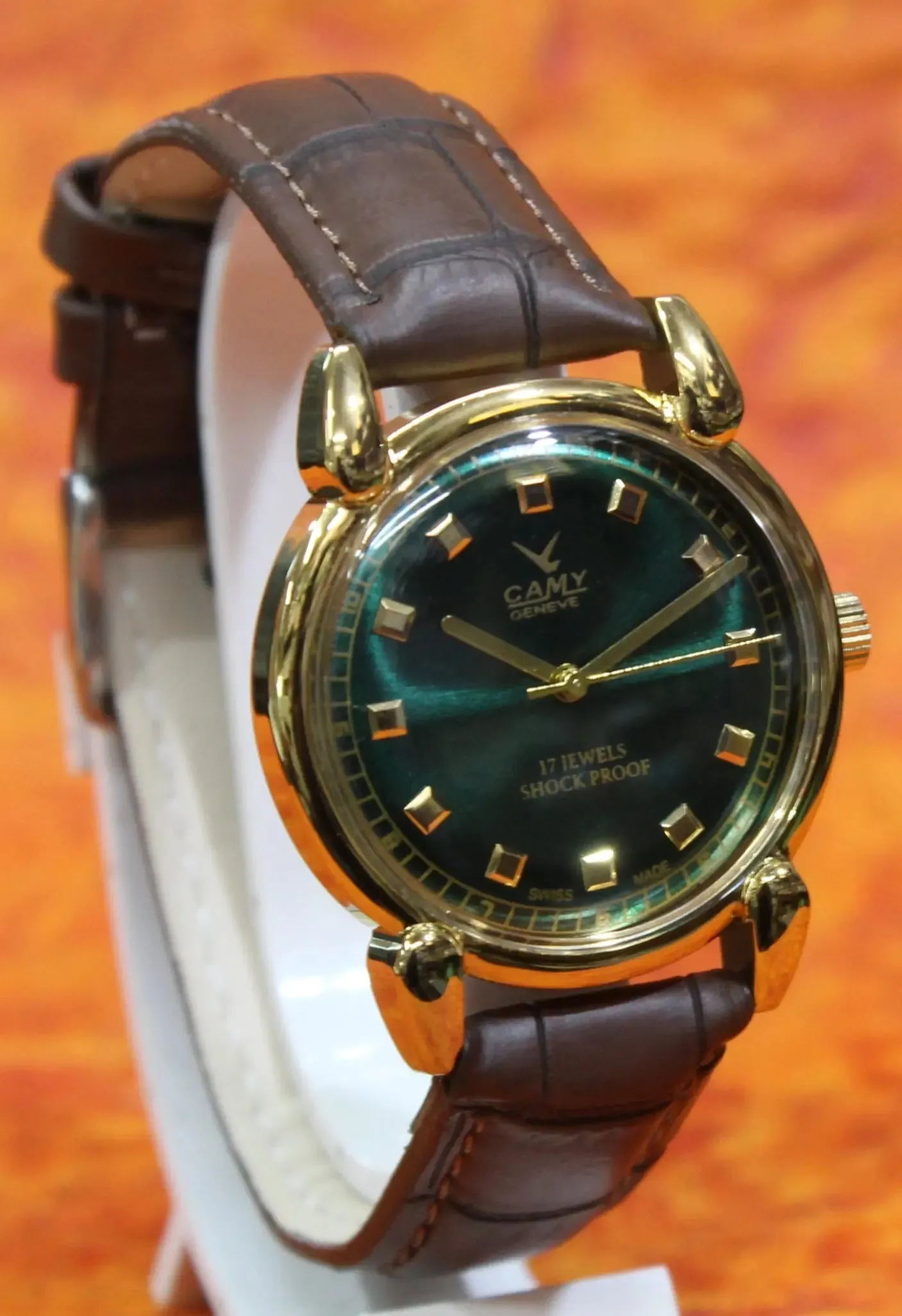 17 Jewels Mechanical Wristwatch Camy Geneva Vintage Hand Winding FHF ST96 Movement