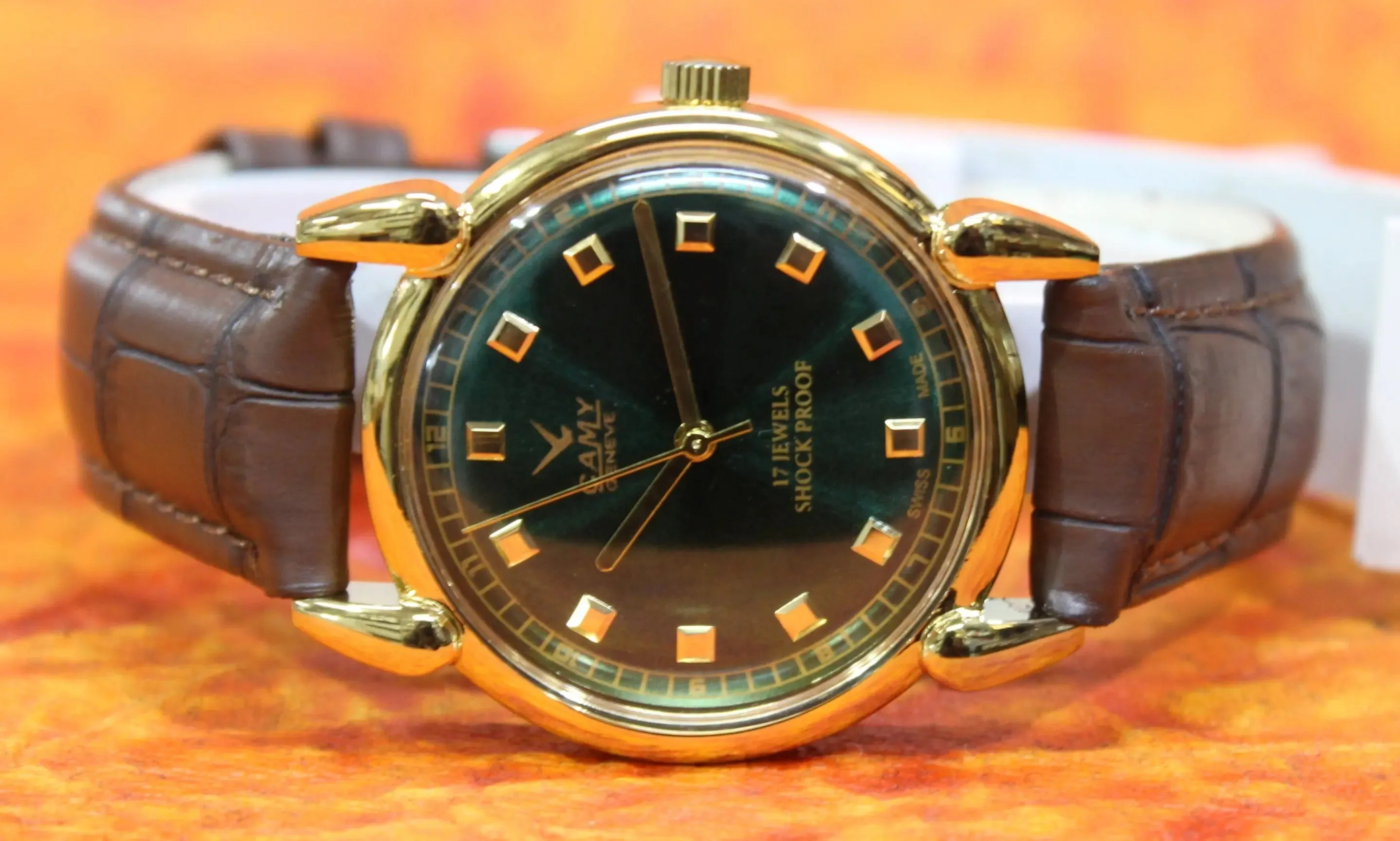 17 Jewels Mechanical Wristwatch Camy Geneva Vintage Hand Winding FHF ST96 Movement