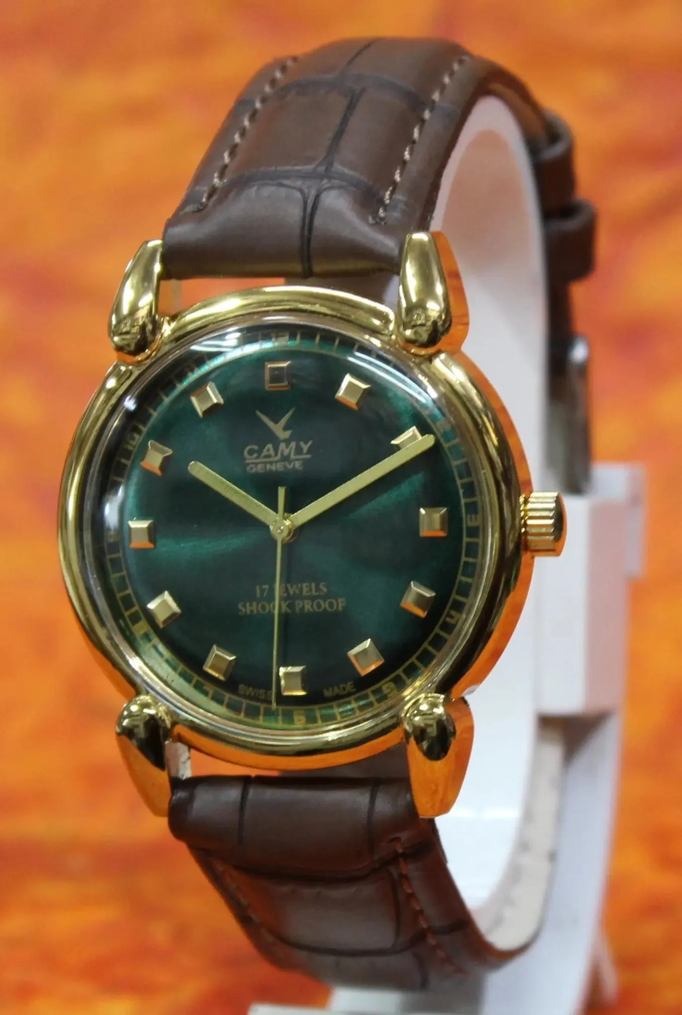 17 Jewels Mechanical Wristwatch Camy Geneva Vintage Hand Winding FHF ST96 Movement