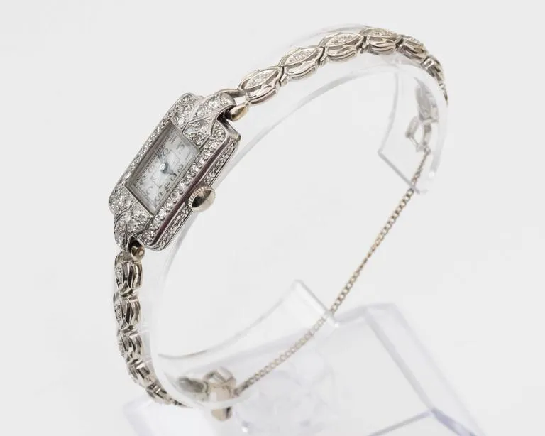 1884 Victorian 14K White Gold & Diamond Watch