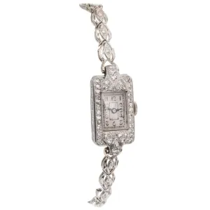 1884 Victorian 14K White Gold & Diamond Watch
