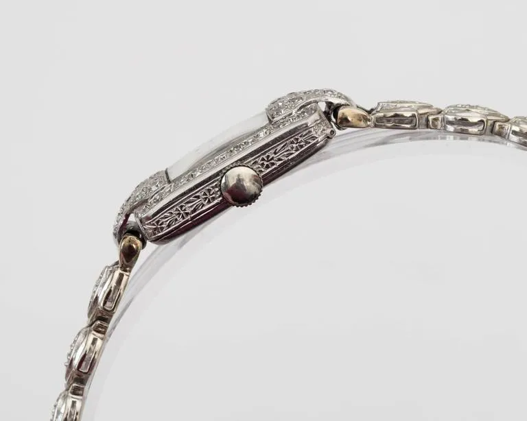 1884 Victorian 14K White Gold & Diamond Watch