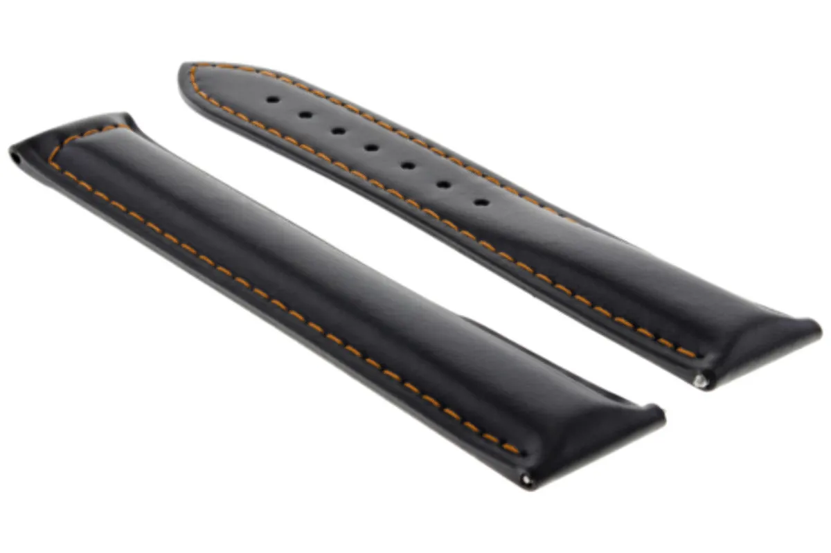 18MM LEATHER BAND WATCH STRAP FOR OMEGA SEAMASTER SPEEDMASTER CLASP BLACK OS