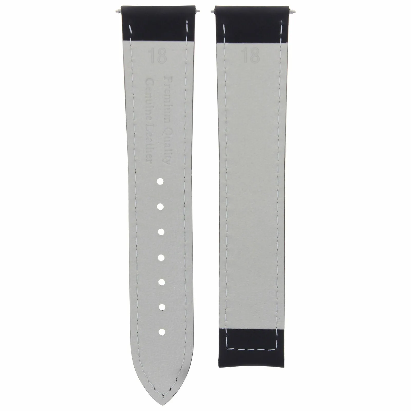 18MM LEATHER BAND WATCH STRAP FOR OMEGA SEAMASTER SPEEDMASTER CLASP BLACK OS