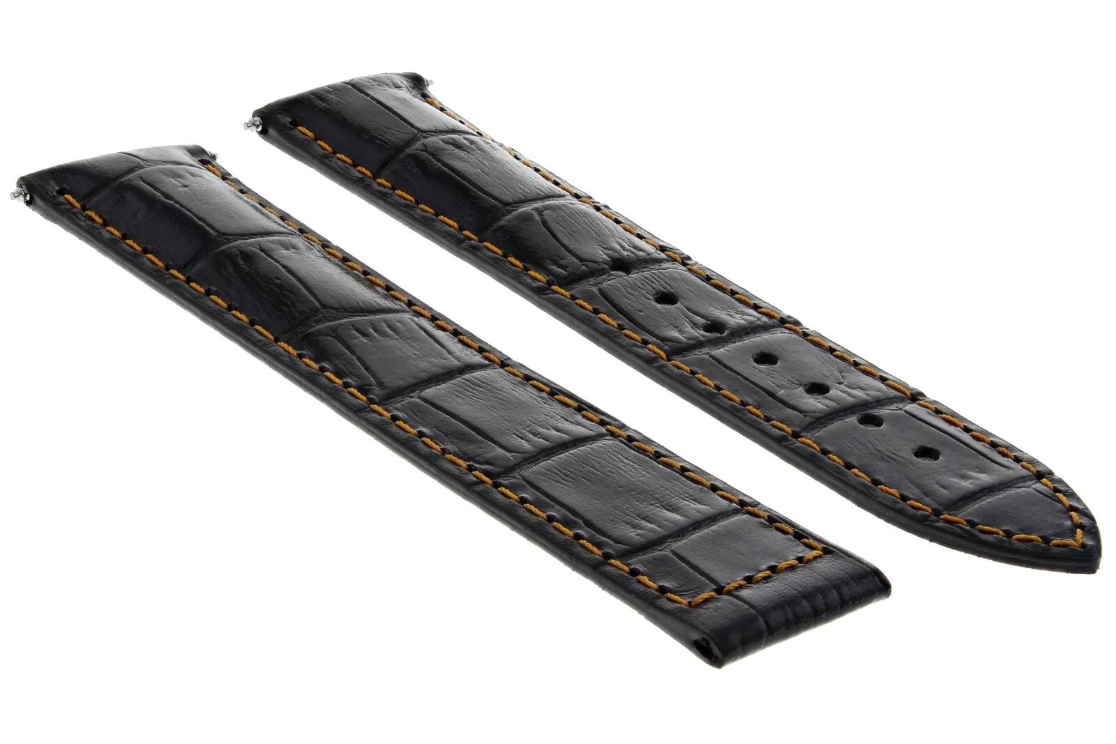 18MM LEATHER WATCH STRAP BAND DEPLOYMENT CLASP FOR OMEGA SEAMASTER BLACK OS