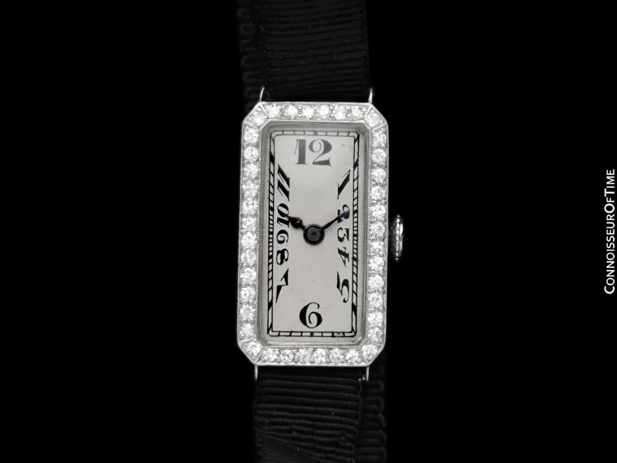 1925 Patek Philippe Likely for Tiffany Vintage Art Nouveau Ladies Platinum & Diamonds Watch - Beautiful Condition