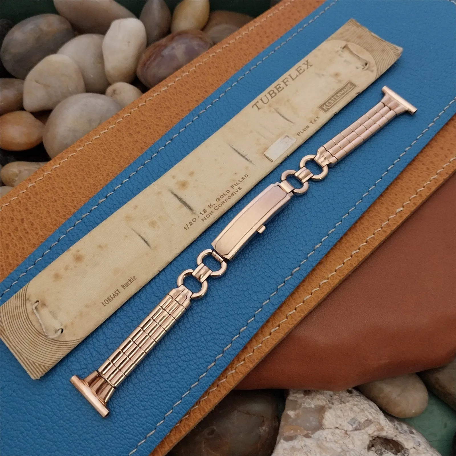 1940s 12k Rose Gold-Filled TubeFlex 5/8" Kestenmade USA Vintage Watch Band