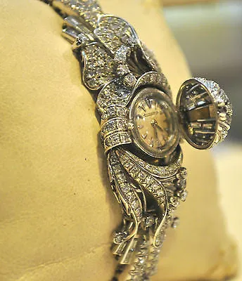 1940s Jaeger LeCoultre Rare Vintage Bracelet/Watch with 25 Carat Diamond in Platinum - $75K VALUE