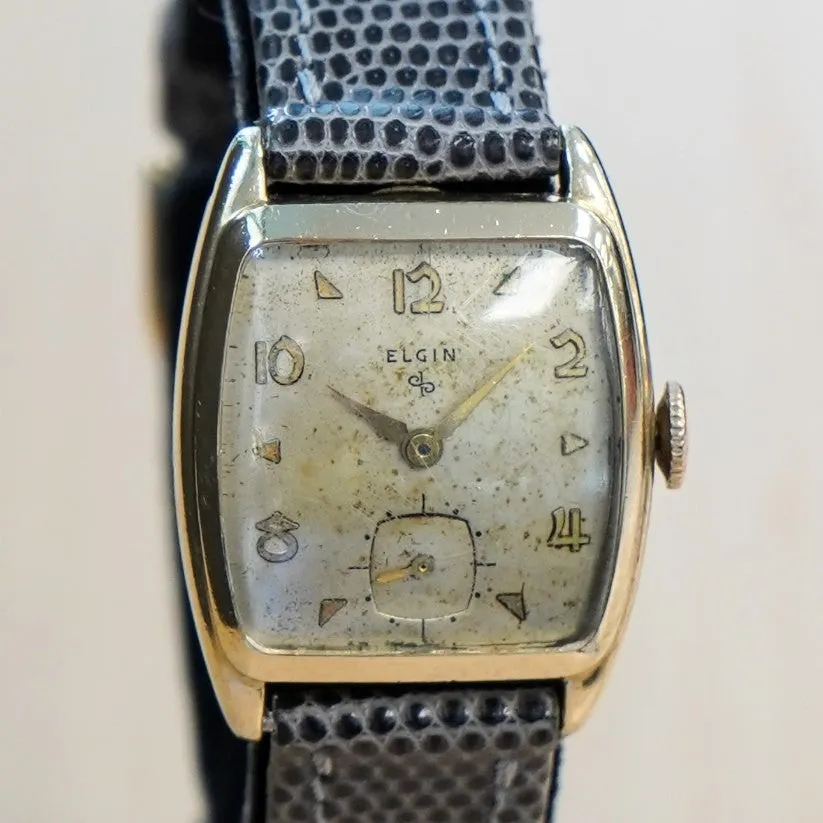 1953 ELGIN Watch Durapower 17 Jewels Grade 683 Wristwatch 10K GF Tonneau Case
