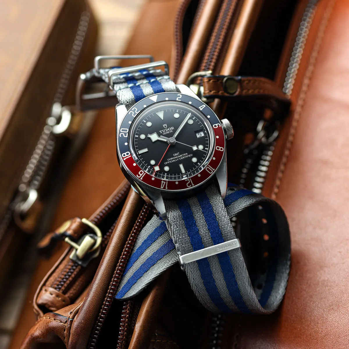 1973 British Military Watch Strap: ARMOURED RECON - Navy Bond, Satin