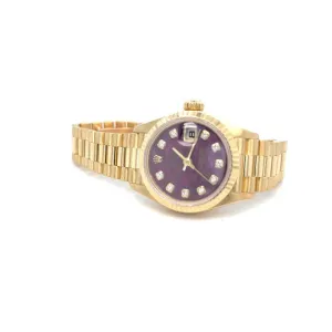 1996 Rare Rubellite   Diamond Factory Dial 18kt Gold Rolex Datejust Ref 69178 26mm