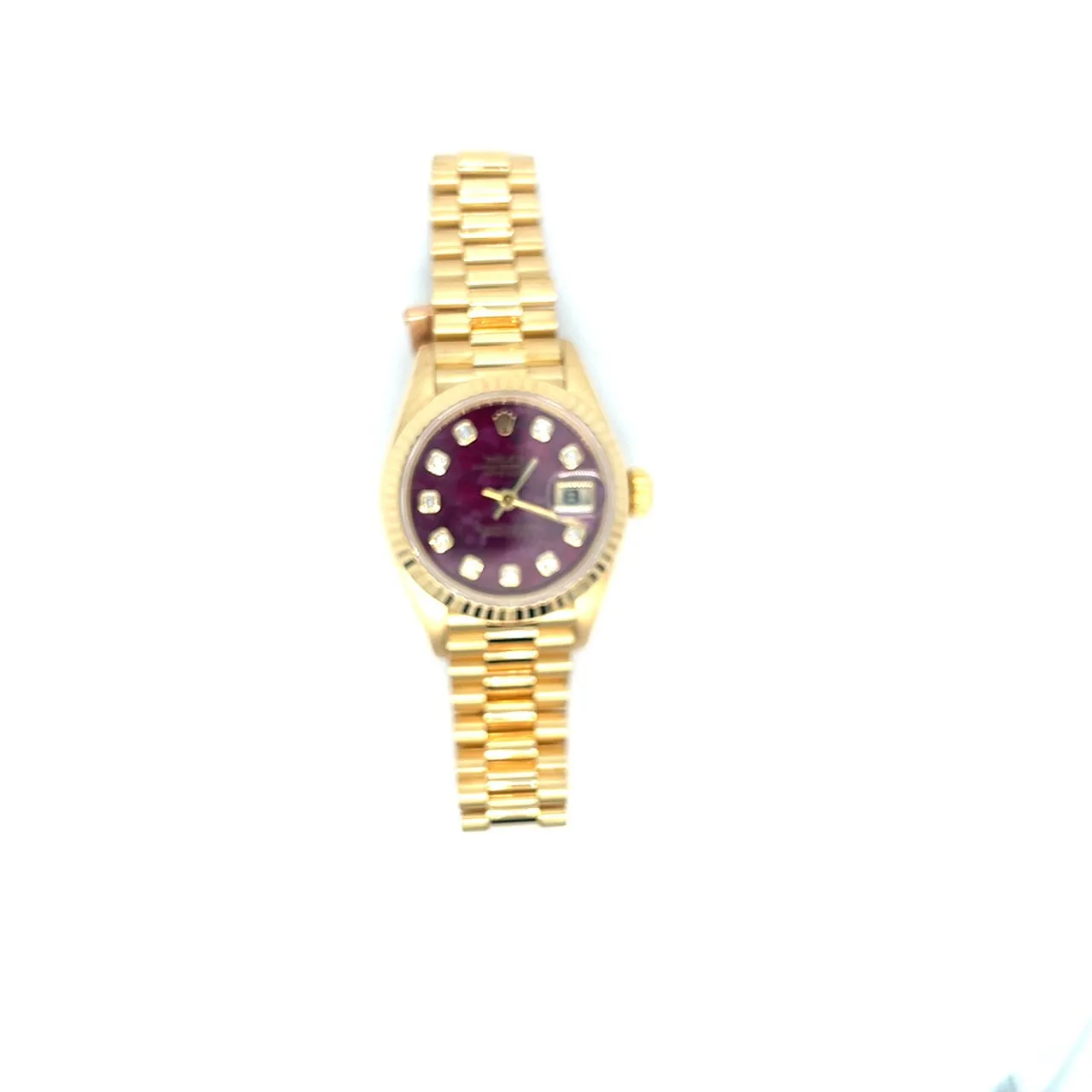 1996 Rare Rubellite   Diamond Factory Dial 18kt Gold Rolex Datejust Ref 69178 26mm