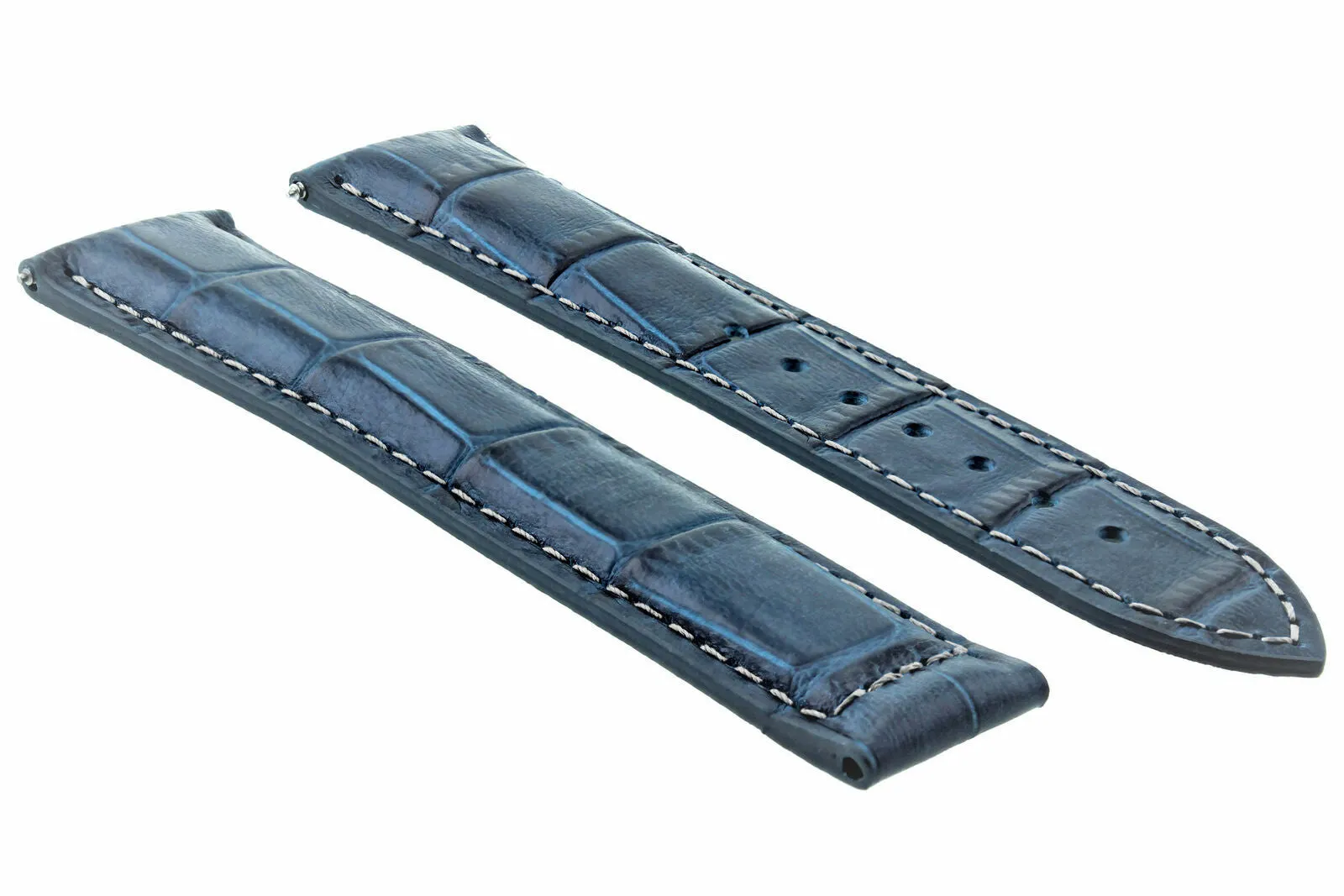 19MM LEATHER WATCH STRAP BAND FOR OMEGA WATCH SPEEDMASTER SEAMASTER BLUE WS