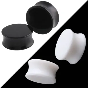 1Pc  Punk Acrylic  Ear Plugs Tunnel 3-30mm Black White Organic Cymophanite Earring Gauges Ear Piercing Ear Flare Flesh Expander