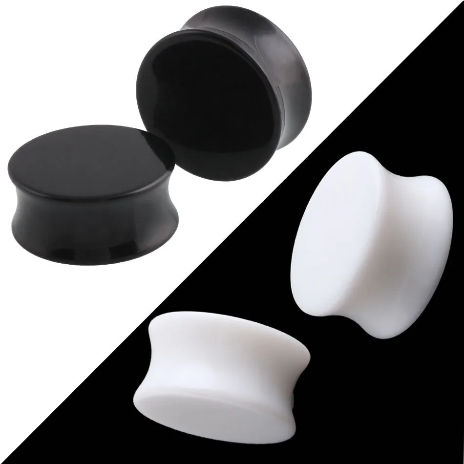 1Pc  Punk Acrylic  Ear Plugs Tunnel 3-30mm Black White Organic Cymophanite Earring Gauges Ear Piercing Ear Flare Flesh Expander