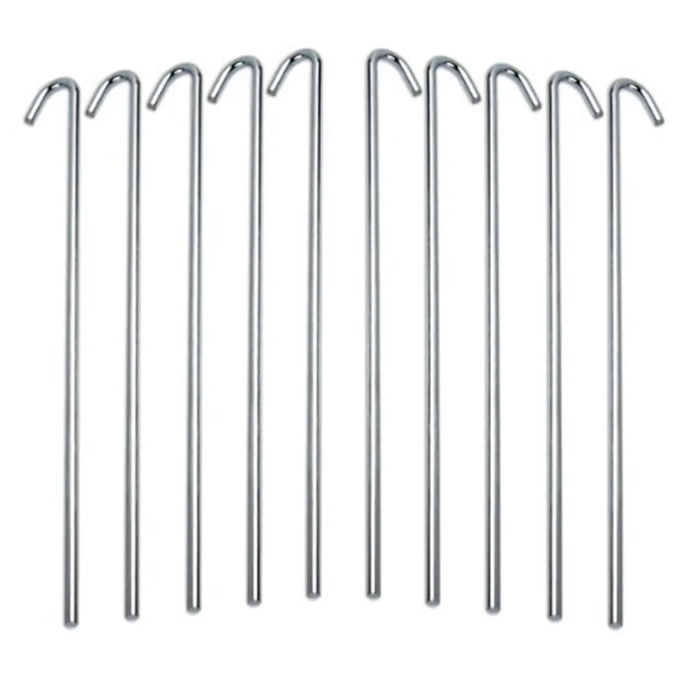 20 Pc Tent Pegs Garden Stakes Tarp Anchor Heavy Duty Steel Metal Picnic Camping