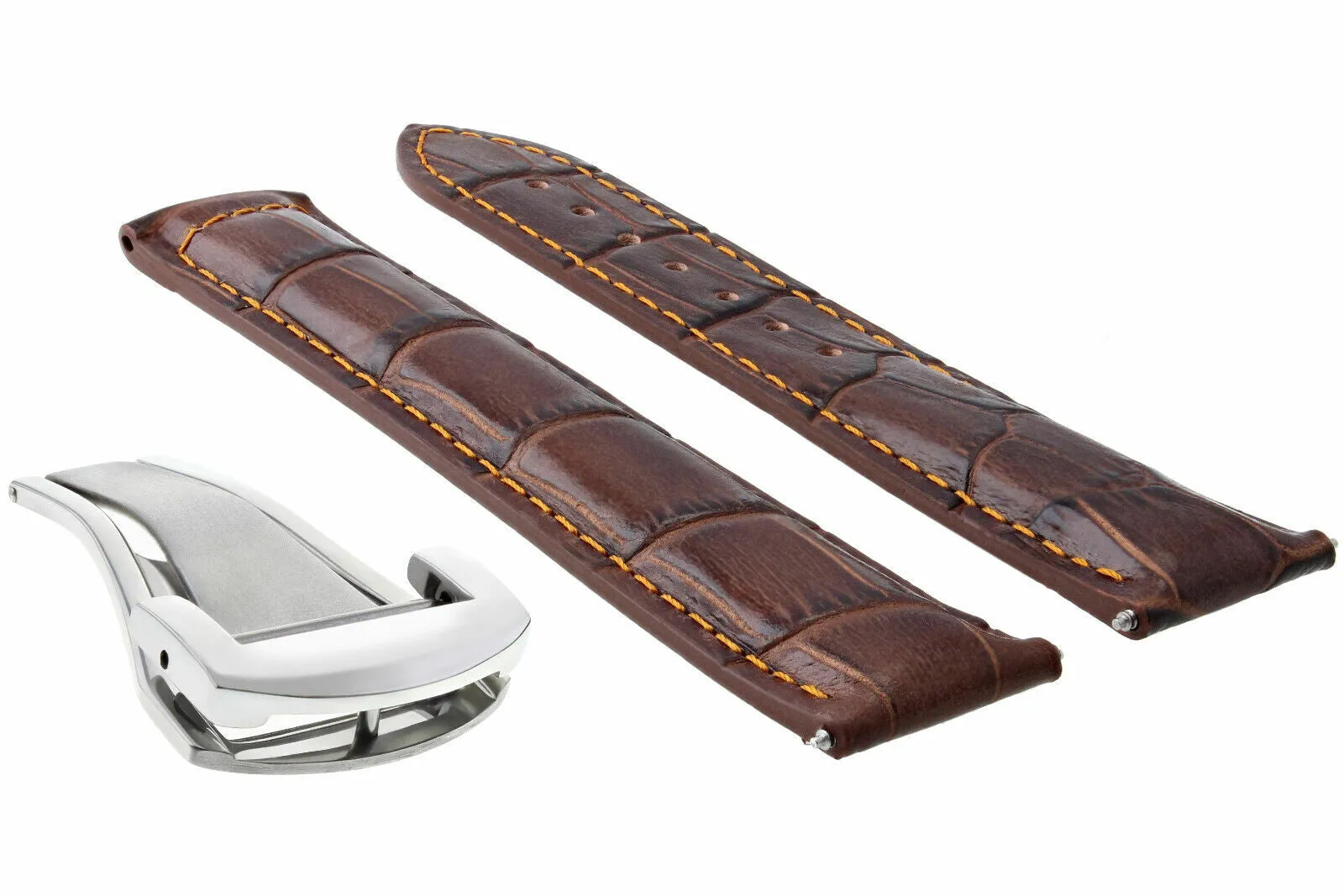20MM LEATHER BAND STRAP FOR 41MM OMEGA SEAMASTER DEPLOYMENT CLASP L/BROWN OS