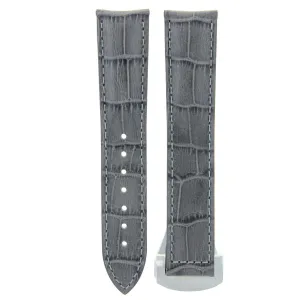 20MM LEATHER BAND STRAP FOR 41MM OMEGA SEAMASTER PLANET DEPLOYMENT CLASP GREY