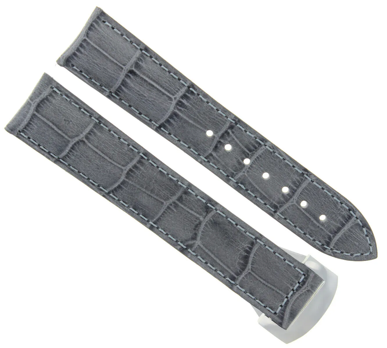 20MM LEATHER BAND STRAP FOR 41MM OMEGA SEAMASTER PLANET DEPLOYMENT CLASP GREY