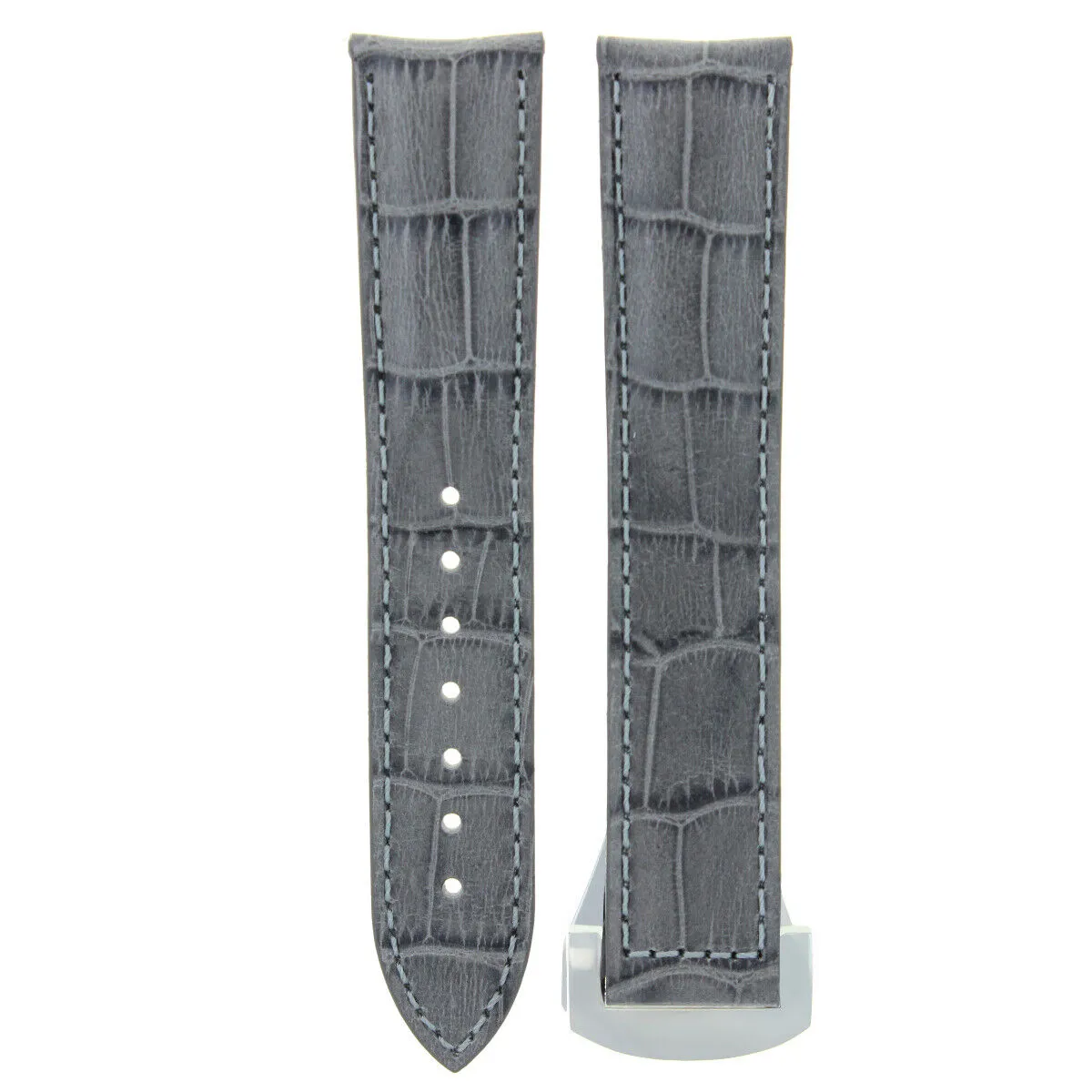 20MM LEATHER BAND STRAP FOR 41MM OMEGA SEAMASTER PLANET DEPLOYMENT CLASP GREY