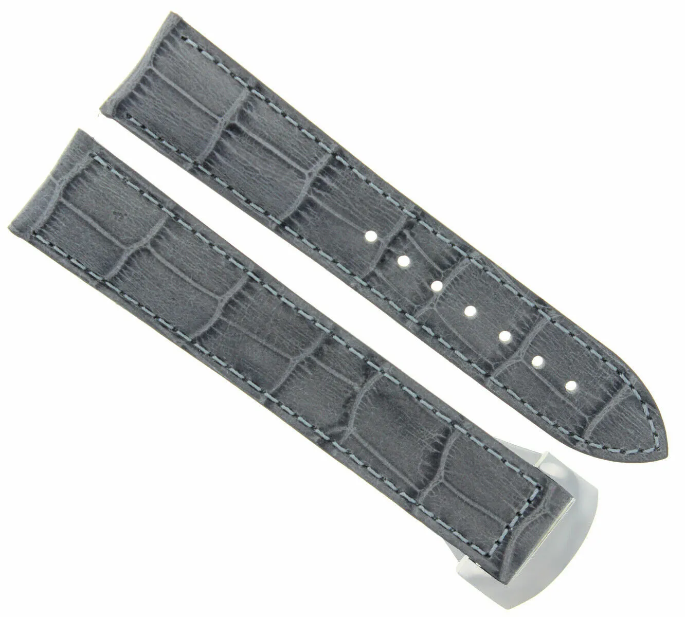 20MM LEATHER BAND WATCH STRAP CLASP FOR OMEGA SEAMASTER PLANET OCEAN GREY