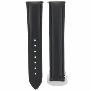 20MM LEATHER STRAP WATCH BAND FOR OMEGA SEAMASTER PLANET DEPLOYMENT CLASP BLACK