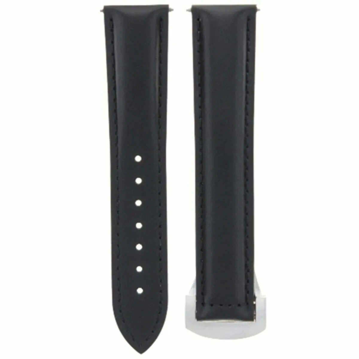 20MM LEATHER STRAP WATCH BAND FOR OMEGA SEAMASTER PLANET DEPLOYMENT CLASP BLACK