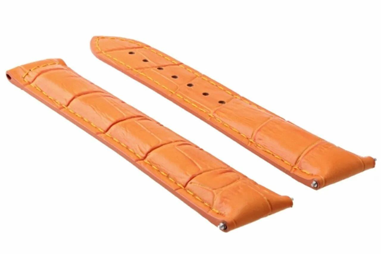 20MM LEATHER STRAP WATCH BAND FOR OMEGA SPEEDMASTER MOON WATCH CLASP ORANGE