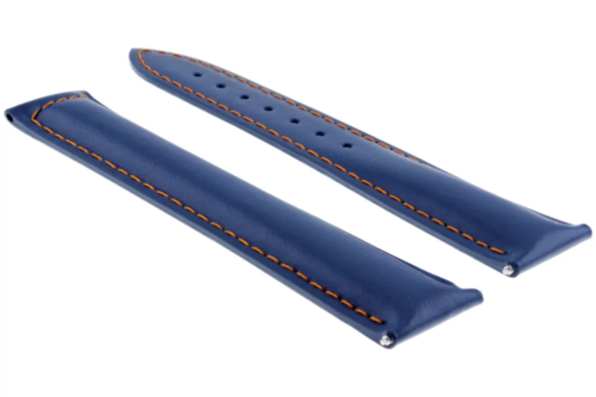 20MM LEATHER WATCH STRAP SMOOTH BAND CLASP FOR OMEGA SEAMASTER PLANET BLUE OS