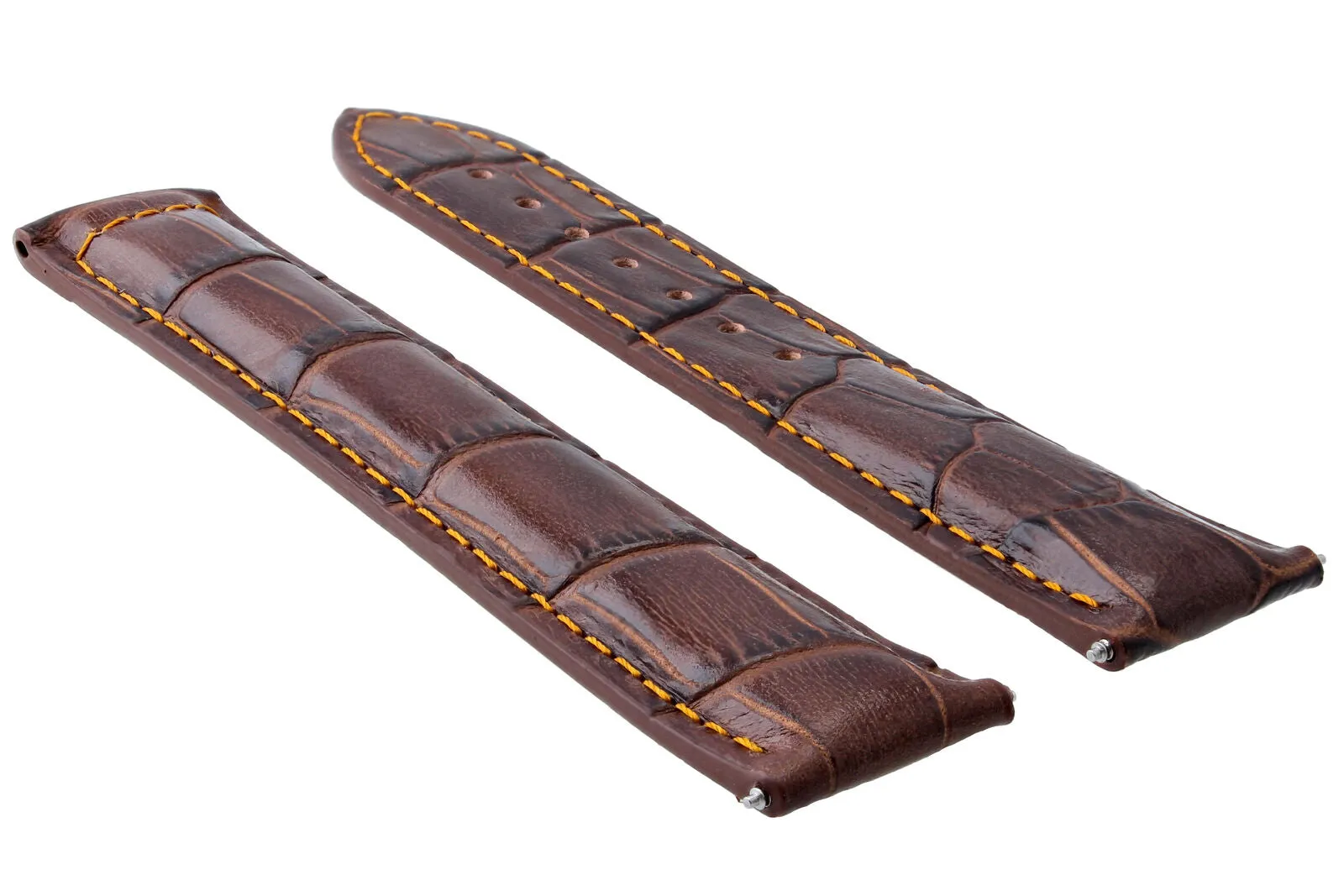 22/18MM LEATHER WATCH STRAP BAND FOR OMEGA SEAMASTER PLANET OCEAN L/BROWN ORANGE