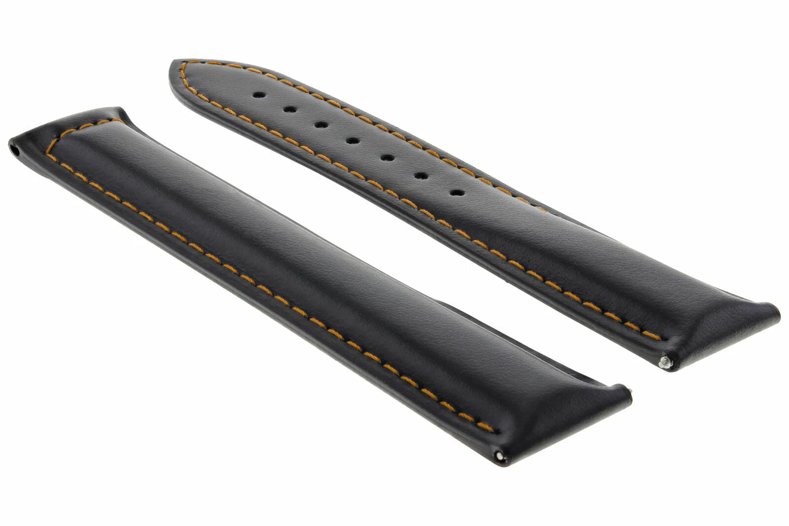 22MM LEATHER STRAP BAND FOR OMEGA SEAMASTER PLANET OCEAN WATCH CLASP BLACK OS