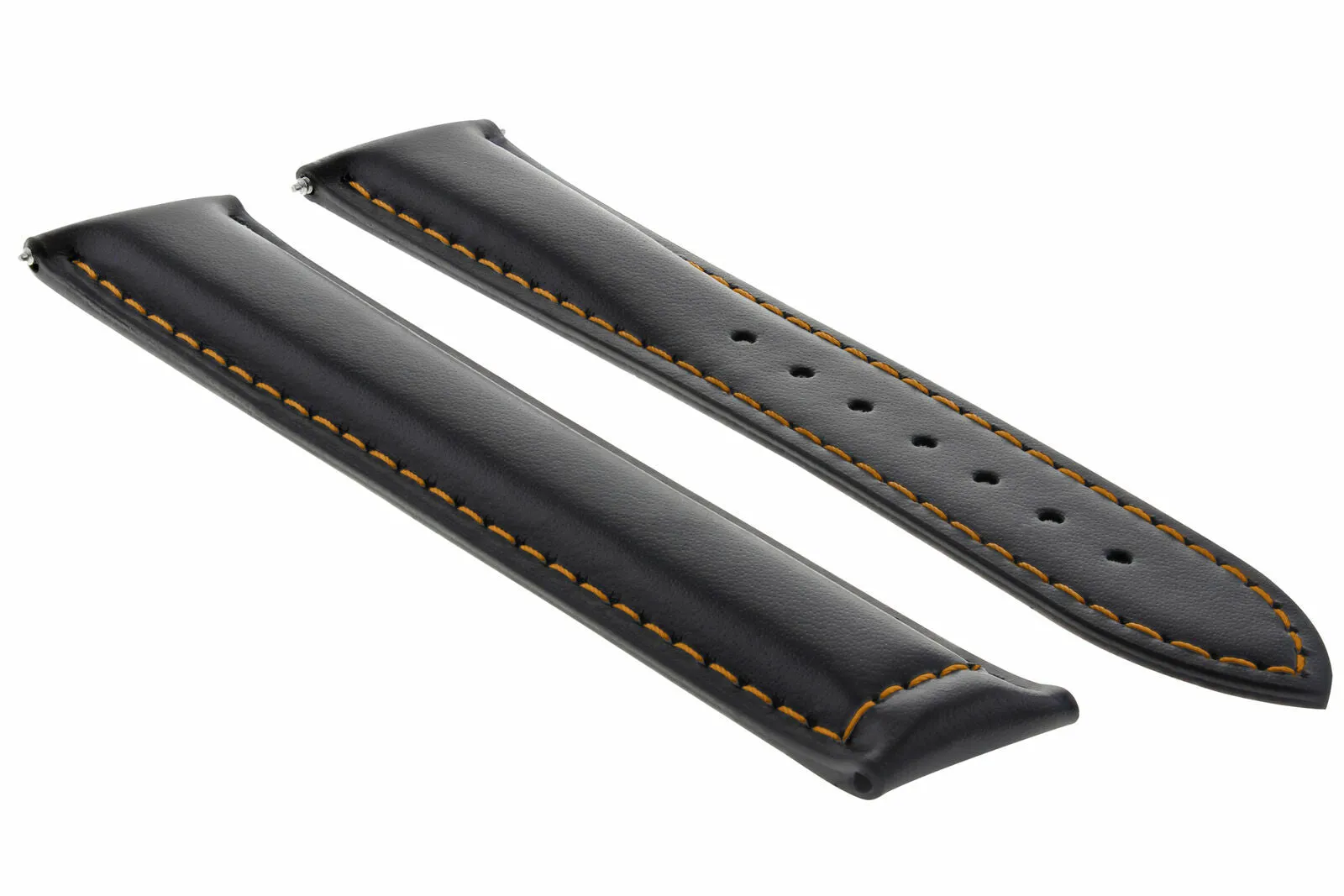 22MM LEATHER STRAP BAND FOR OMEGA SEAMASTER PLANET OCEAN WATCH CLASP BLACK OS