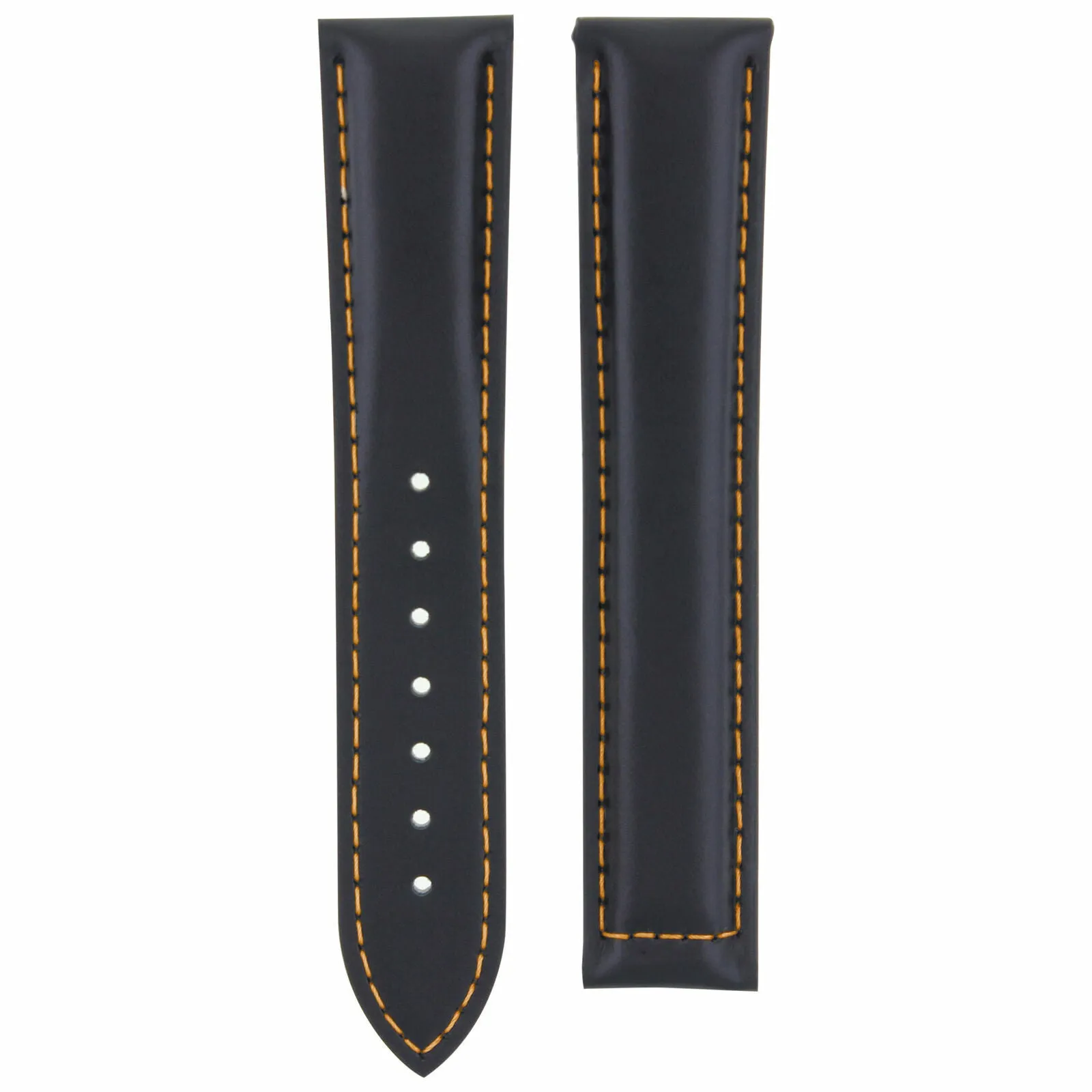 22MM LEATHER STRAP BAND FOR OMEGA SEAMASTER PLANET OCEAN WATCH CLASP BLACK OS