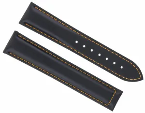 22MM LEATHER STRAP BAND FOR OMEGA SEAMASTER PLANET OCEAN WATCH CLASP BLACK OS