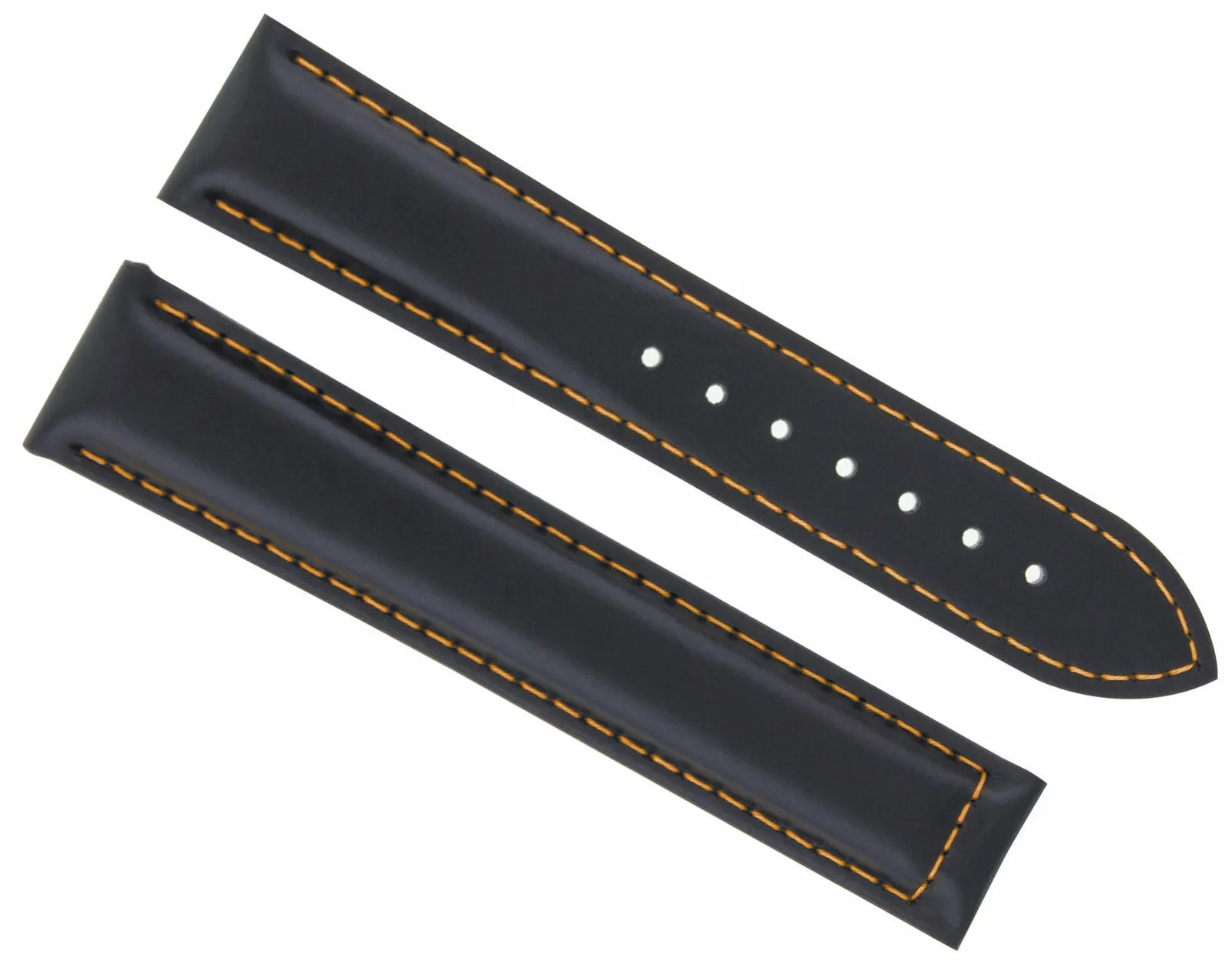 22MM LEATHER STRAP BAND FOR OMEGA SEAMASTER PLANET OCEAN WATCH CLASP BLACK OS