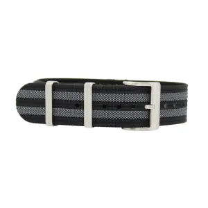 22mm Nato Strap - Black & Grey Striped