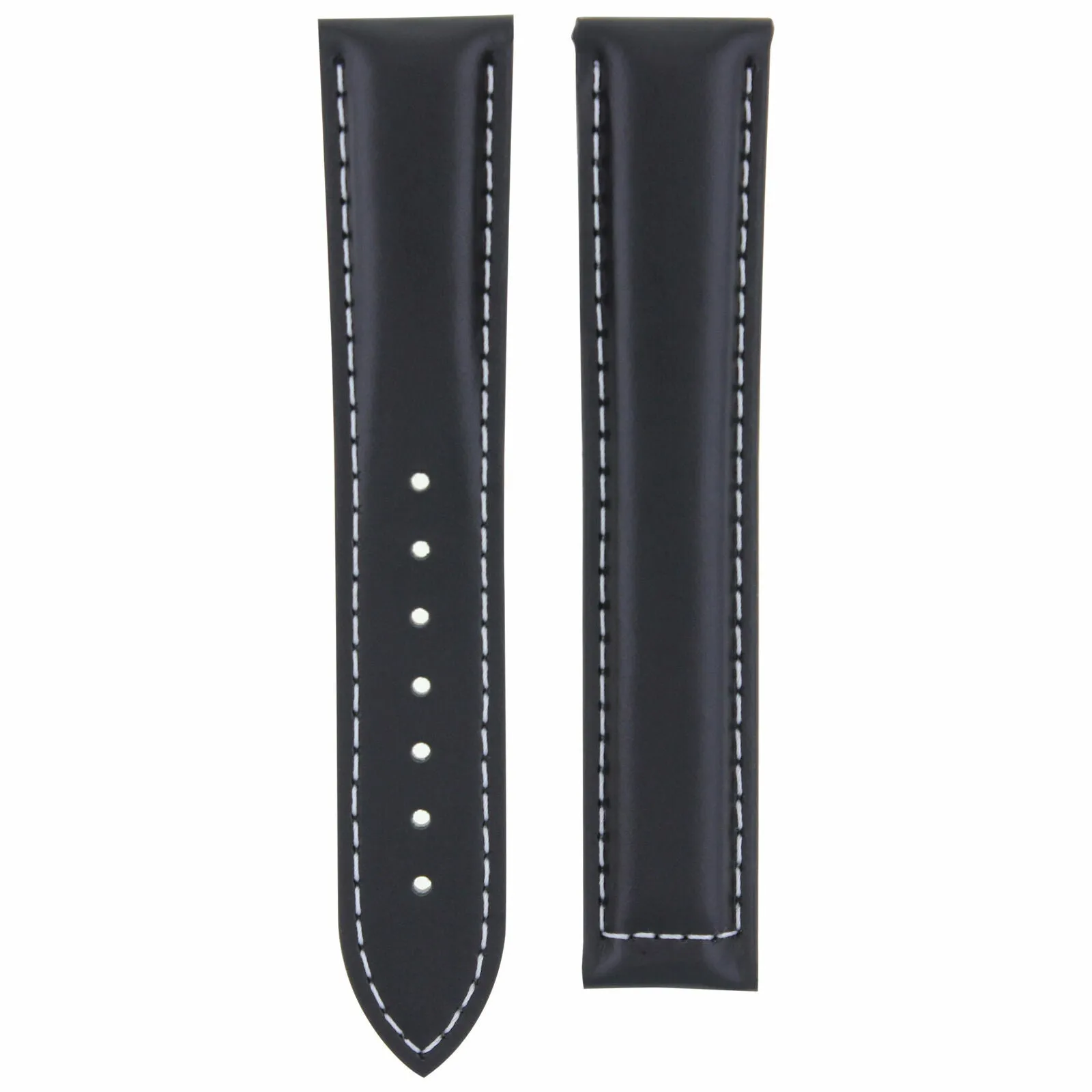 24/18MM LEATHER STRAP BAND FOR OMEGA RAILMASTER XXL 2806.52.37 WATCH BLACK WS