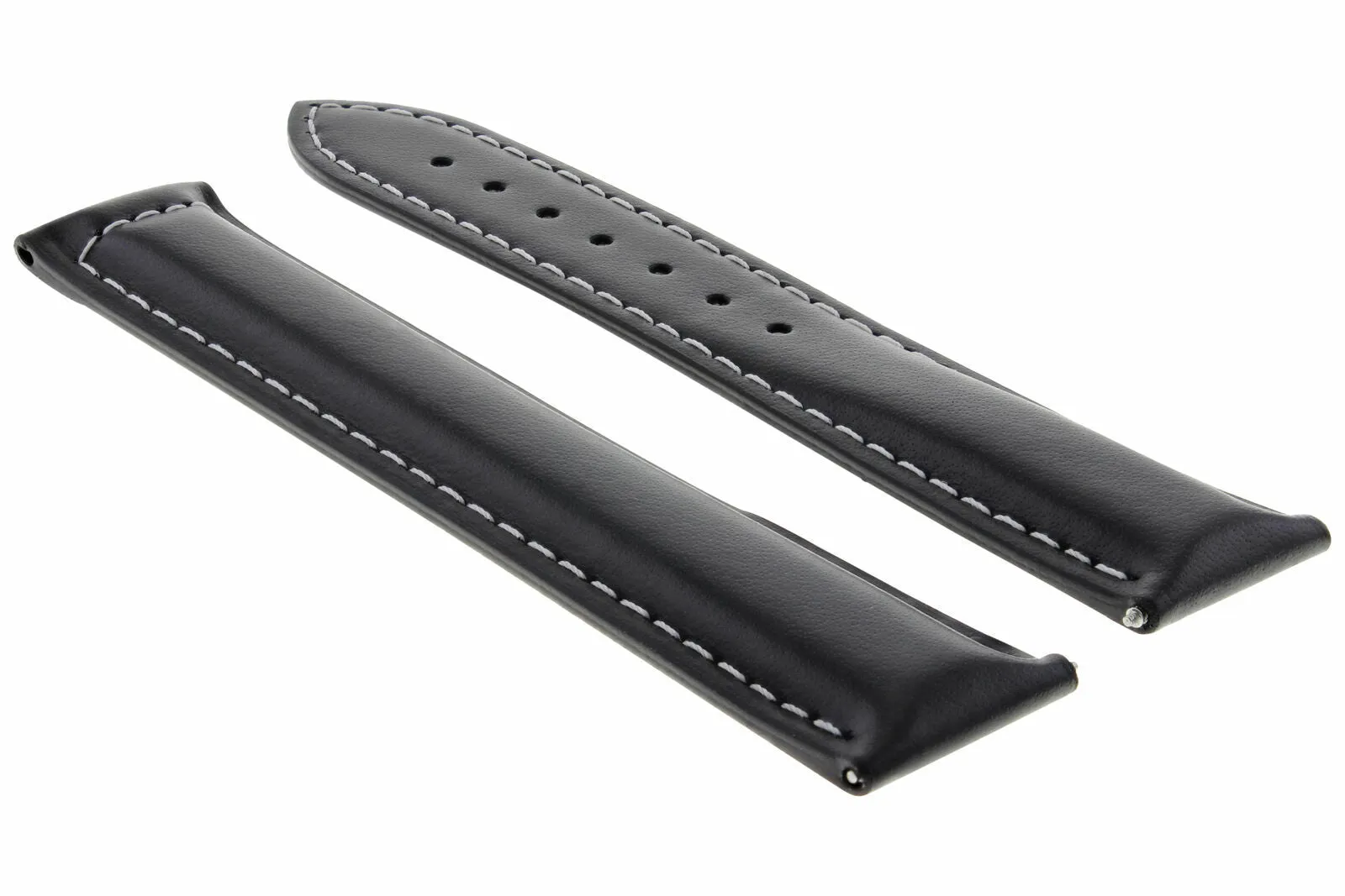 24/18MM LEATHER STRAP BAND FOR OMEGA RAILMASTER XXL 2806.52.37 WATCH BLACK WS