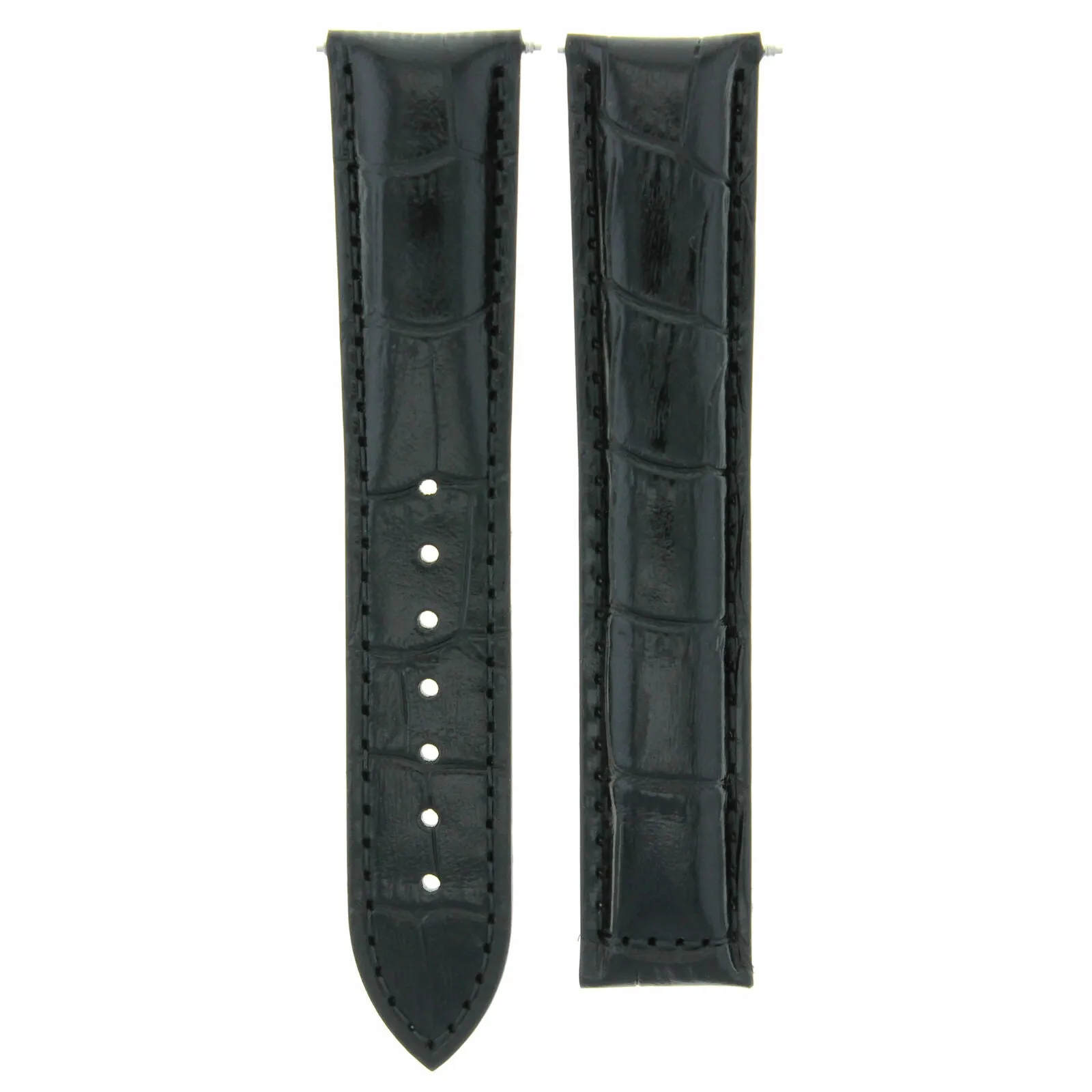 24MM LEATHER STRAP WATCH BAND CLASP FOR 24/18MM OMEGA RAILMASTER XXL WATCH BLACK