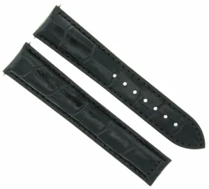 24MM LEATHER STRAP WATCH BAND CLASP FOR 24/18MM OMEGA RAILMASTER XXL WATCH BLACK