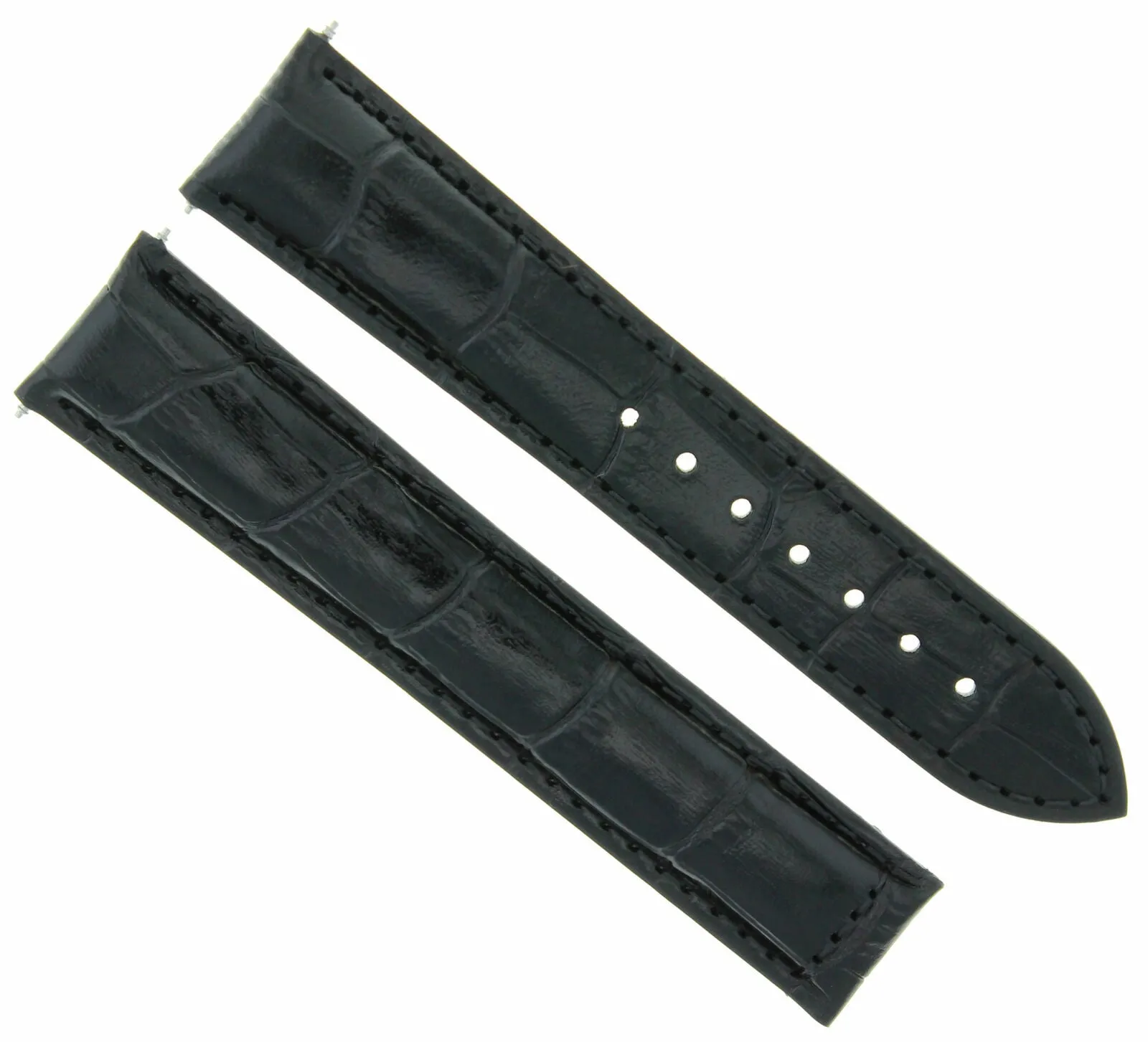 24MM LEATHER STRAP WATCH BAND CLASP FOR 24/18MM OMEGA RAILMASTER XXL WATCH BLACK