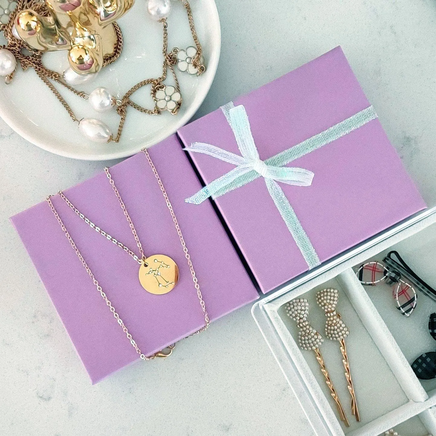 3 3/4" x 3 3/4" x 2" Matte Purple Cotton Filled Paper Box
